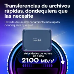 Disco Duro Externo Crucial X10 SSD 1TB USB 3.2 Gen2 2x2 Azul