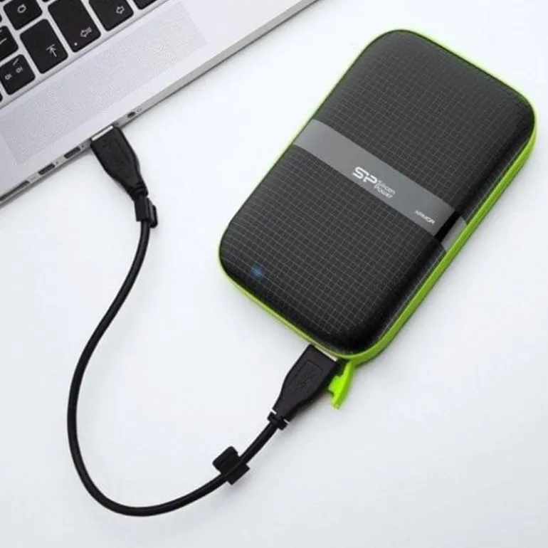 Disco Duro Externo Silicon Power Armor A60 HDD 1TB 2.5" USB 3.2 Resistente Golpes Agua Negro