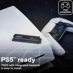 Disco Duro M.2 Crucial T500 1TB PCIe Gen4 x4 NVMe SSD Con Disipador