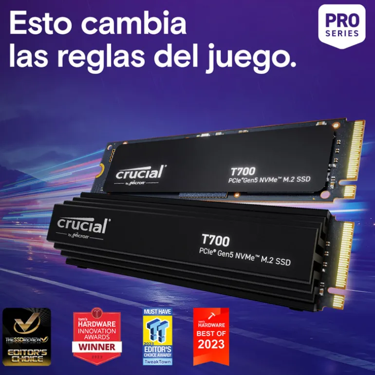 Disco Duro M.2 Crucial T700 1TB PCIe Gen5 x4 NVMe SSD
