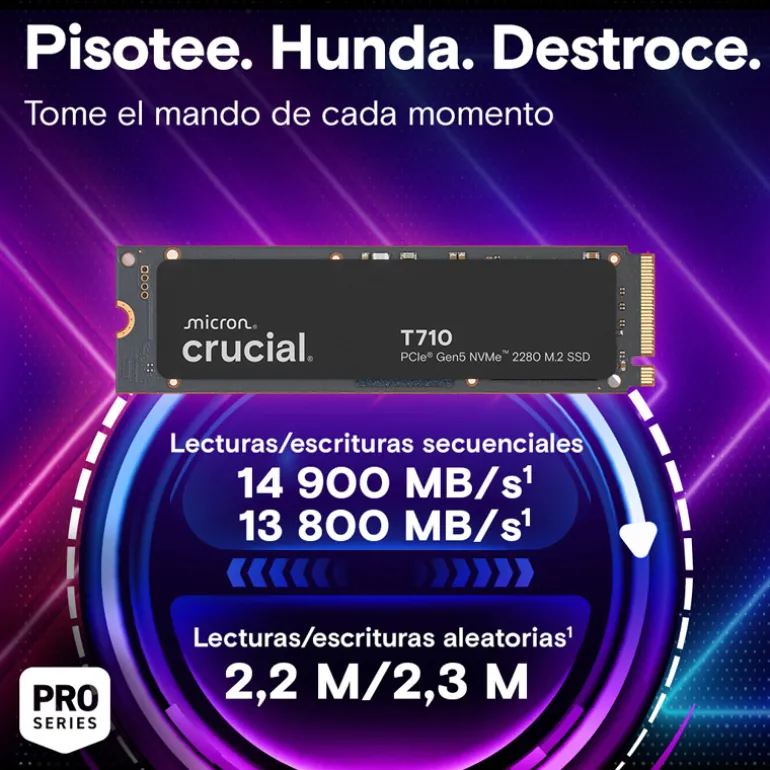 Disco Duro M.2 Crucial T710 2TB PCIe Gen5 x4 NVMe SSD