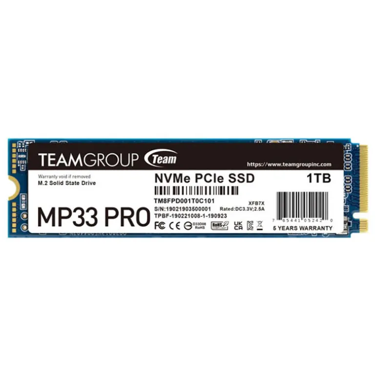 Disco Duro M.2 Team Group MP33 PRO 1TB Gen3 PCIe x4 NVMe