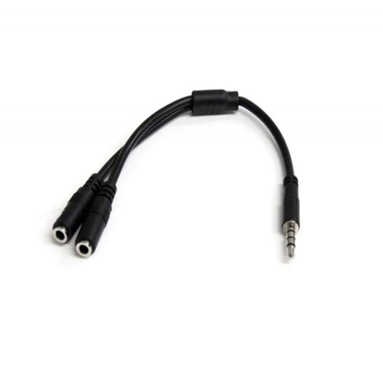 Divisor de Auriculares Mini-Jack 3.5mm 4 pines a 2 Mini Jack 3 pines (Auricular / microfono)