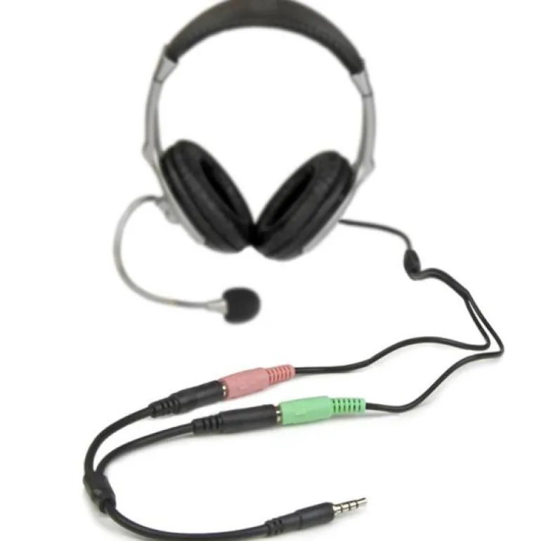 Divisor de Auriculares Mini-Jack 3.5mm 4 pines a 2 Mini Jack 3 pines (Auricular / microfono)