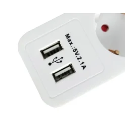 Equip Base Múltiple 5 Salidas 1.8m Botón Encendido Blanco - Regleta