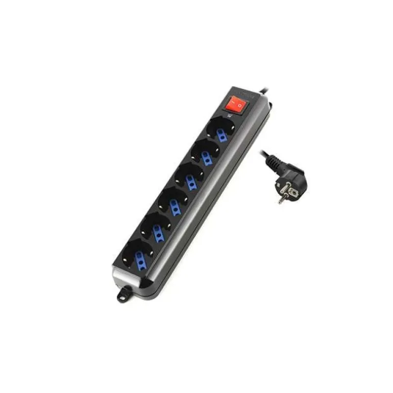 Ewent 6 Tomas Schuko con Boton ON/OFF Negro - Regleta