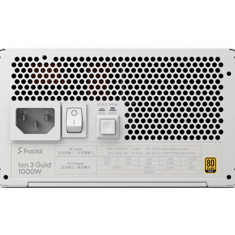 Fuente/PSU Fractal Design ION 3 Gold 80 Plus Gold 1000W Modular Blanco