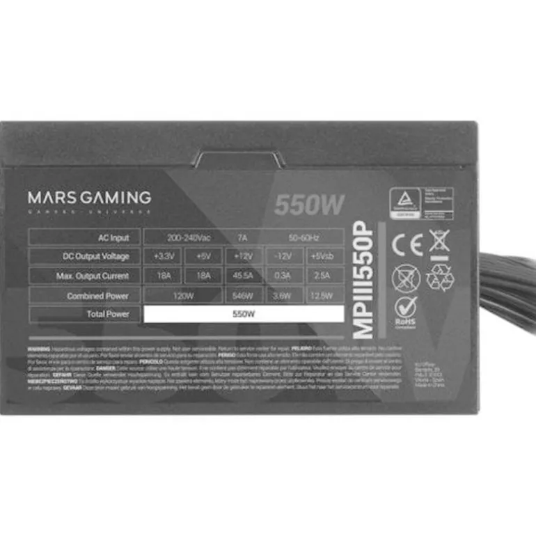 Fuente/PSU Mars Gaming MPIII550P 550W Eficencia Digital APFC 85% AI-RPM Negro