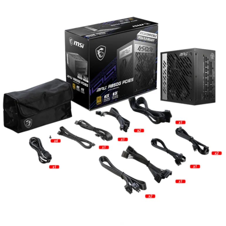 Fuente/PSU MSI MPG A850G 80 Plus Gold 850W ATX 3.0 PCIE 5.0 Modular