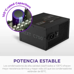 Fuente/PSU NZXT C750 80 Plus Bronze 750W ATX 3.1 PCIE 5.1