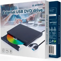 Grabadora Gembird Externa DVD-USB-03 Con USB 3.1 Negro