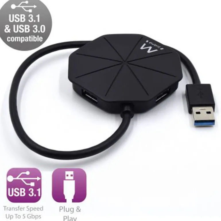 Hub Ewent USB 3.2 a USB A 4 Puertos