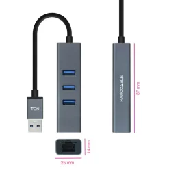 Hub Nano Cable 10.03.0407 USB 3.0 RJ45 a USB-A