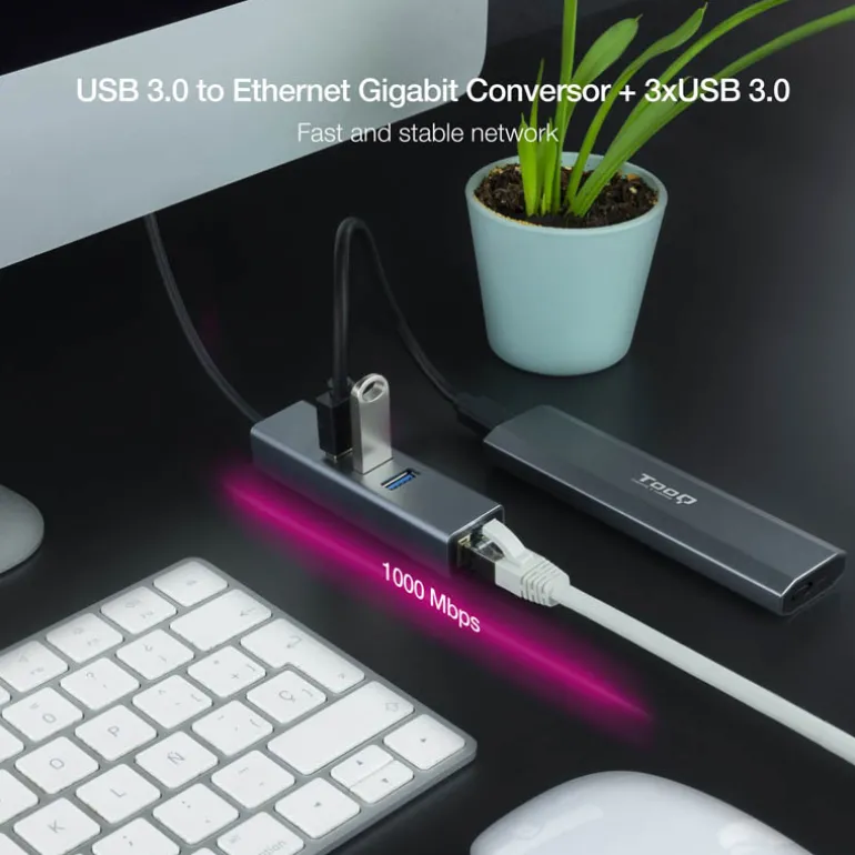 Hub Nano Cable 10.03.0407 USB 3.0 RJ45 a USB-A