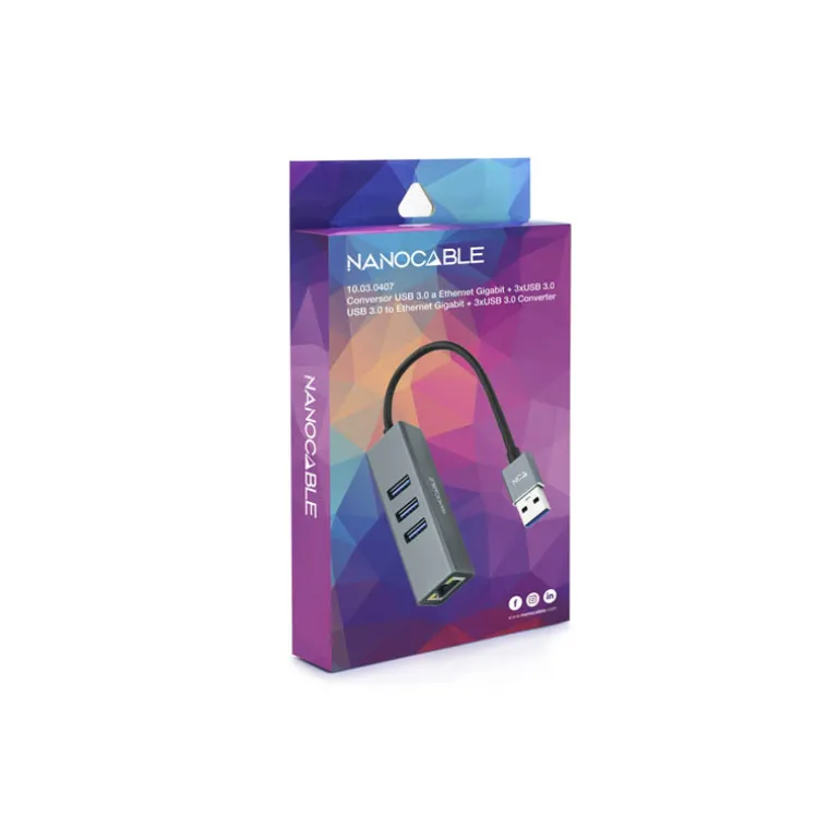 Hub Nano Cable 10.03.0407 USB 3.0 RJ45 a USB-A