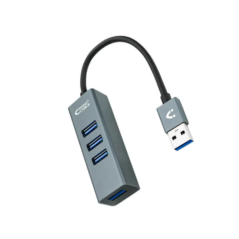 Hub Nanocable USB 3.0 4 En 1 Gris