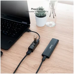 Hub Nanocable USB 2.0 4 En 1 Negro