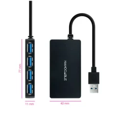Hub Nanocable USB 3.0 4 En 1 Negro