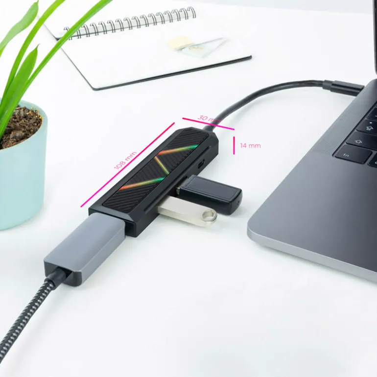 Hub Nanocable USB-C 4 En 1 Negro