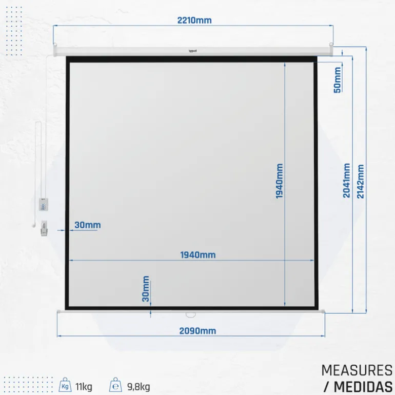 Iggual Mural Eléctrica 200x200 cm - Pantalla