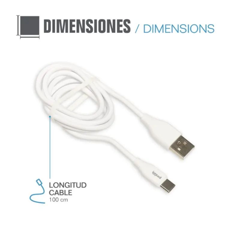 iggual USB-A/USB-C 100 cm Blanco Q3.0 3A - Cable USB