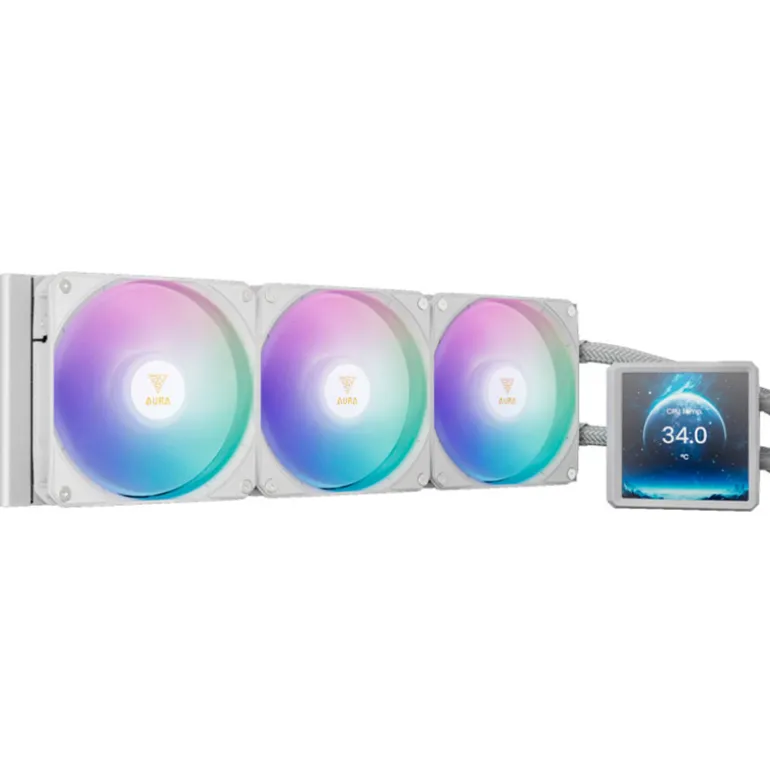 Kit Refrigeración Líquida Gamdias Aura GL360 LCD ARGB Blanco