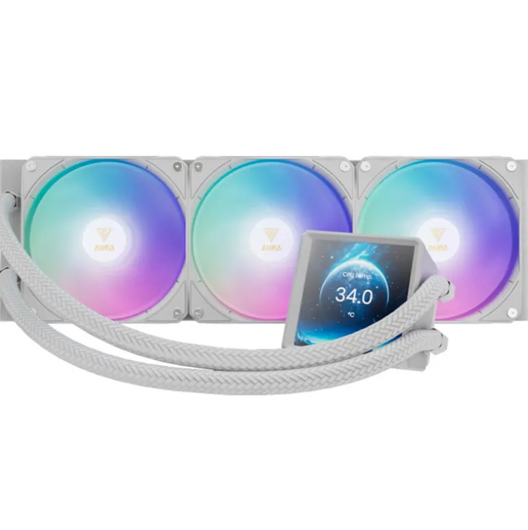 Kit Refrigeración Líquida Gamdias Aura GL360 LCD ARGB Blanco