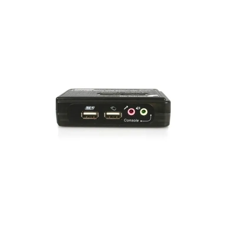 KVM USB Startech 2 Puertos en Color Negro con Audio y Cables