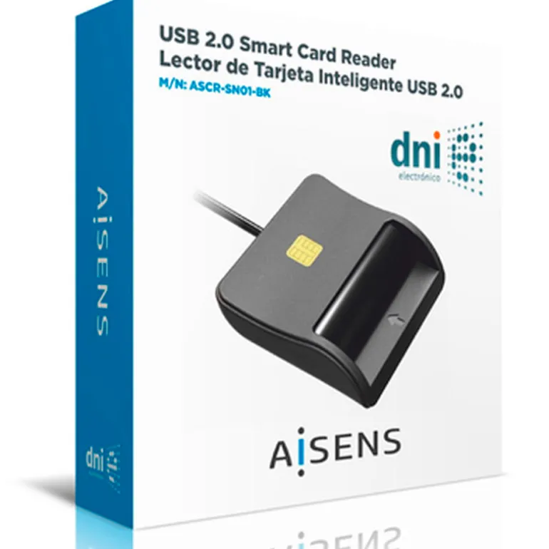 Lector de Tarjetas Aisens ASCR-SN01-BK Inteligente DNI USB 2.0 Negro