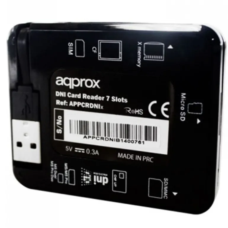 Lector de Tarjetas Approx! APPCRDNIB DNI Negro