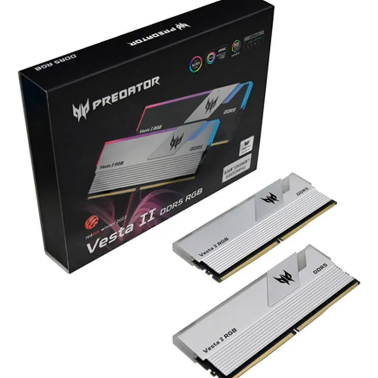 Memoria DDR5 Acer Predator Vesta II RGB 32GB 2x16GB 6000MHz CL32 XMP Plata