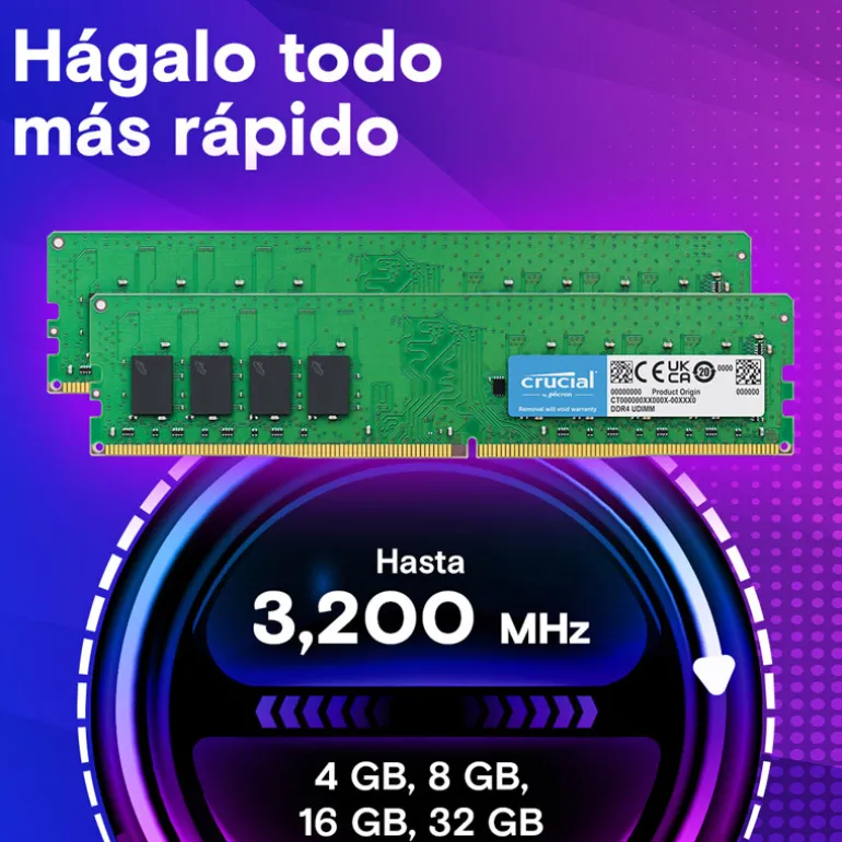 Memoria DDR4 Crucial Classic 8GB 1x8GB 3200MHz CL22 Verde Tray