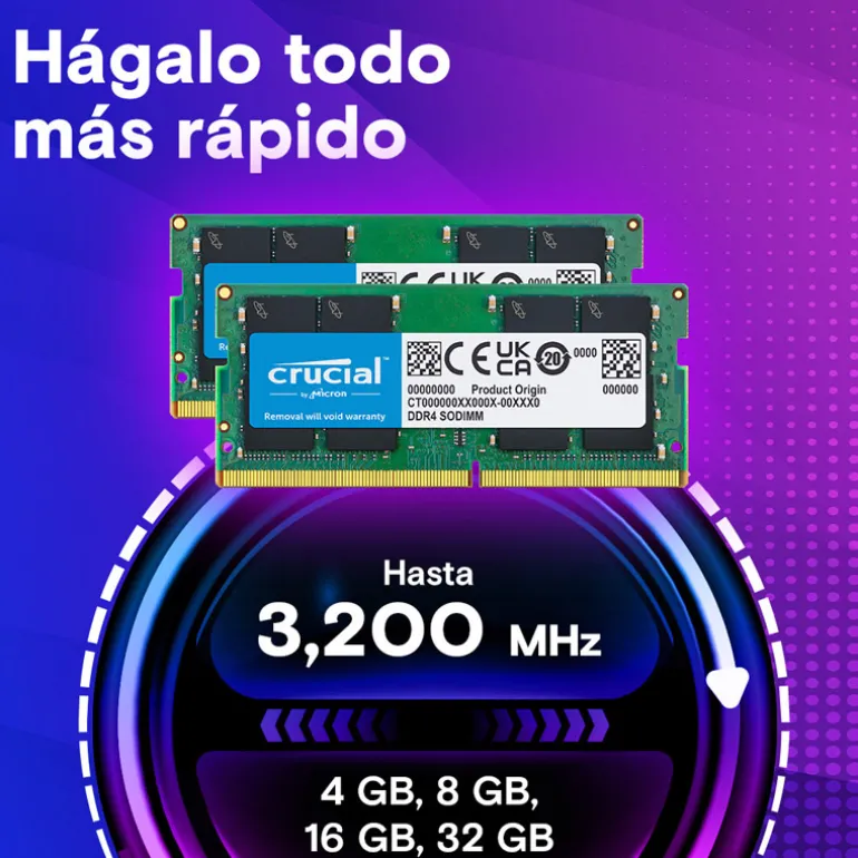 Memoria DDR4 Crucial 16GB 2x8GB 3200MHz CL22 SoDIMM