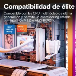 Memoria DDR5 Crucial Pro OC 32GB 2x16GB 6400MHz CL32 EXPO-XMP Blanco