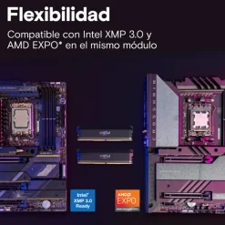 Memoria DDR5 Crucial Pro OC 32GB 2x16GB 6000MHz CL36 EXPO-XMP Negro