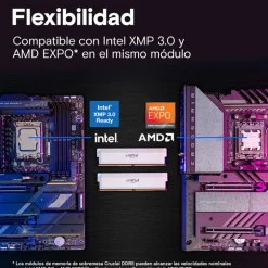 Memoria DDR5 Crucial Pro OC 64GB 2x32GB 6400MHz CL40 EXPO-XMP Blanco