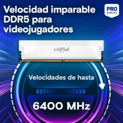 Memoria DDR5 Crucial Pro OC 32GB 2x16GB 6000MHz CL36 EXPO-XMP Blanco