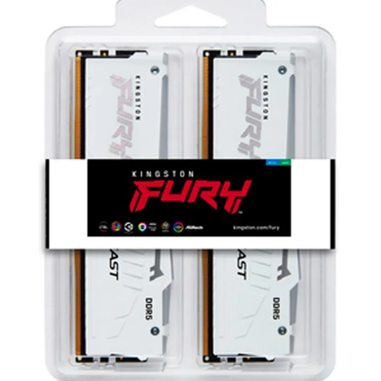 Memoria DDR5 Kingston Fury Beast RGB 64GB 2x32GB 6000MHz CL30 EXPO-XMP Blanco
