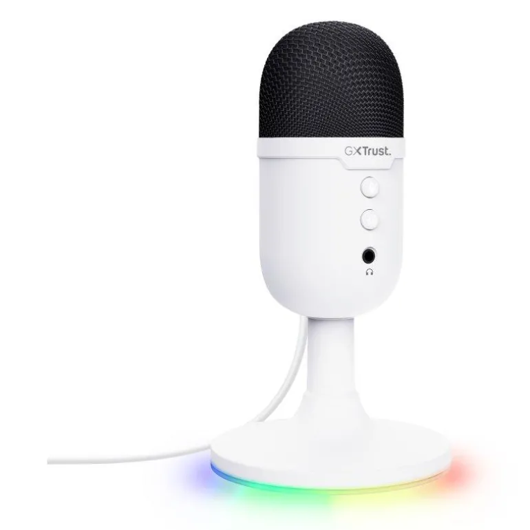Micrófono Trust Yunix USB cardioide compacto RGB mute blanco