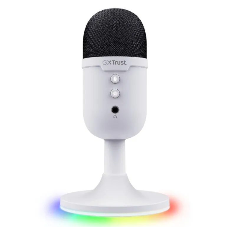 Micrófono Trust Yunix USB cardioide compacto RGB mute blanco