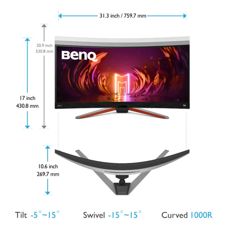 Monitor BenQ Mobiuz EX3410R 34'' UWQHD VA 144Hz HDR Curvo