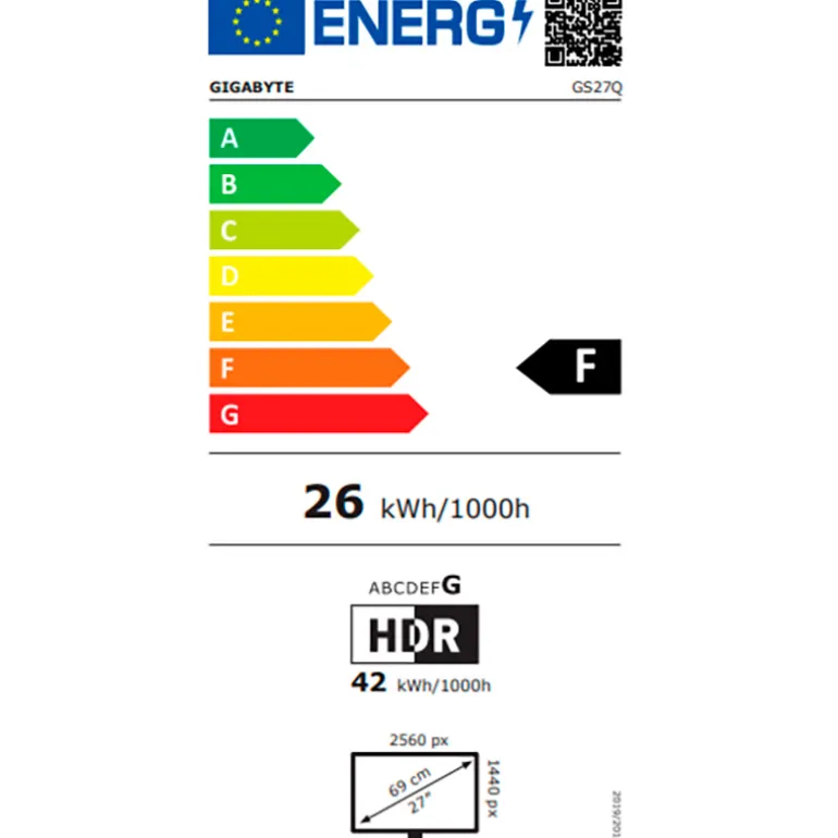 Monitor Gigabyte GS27Q EK 27" QHD 2K IPS 165Hz 1ms HDR FreeSync