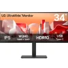 Monitor LG UltraWide 34BA75QE-B 34" WQHD IPS 60Hz 5ms HDR Curvo