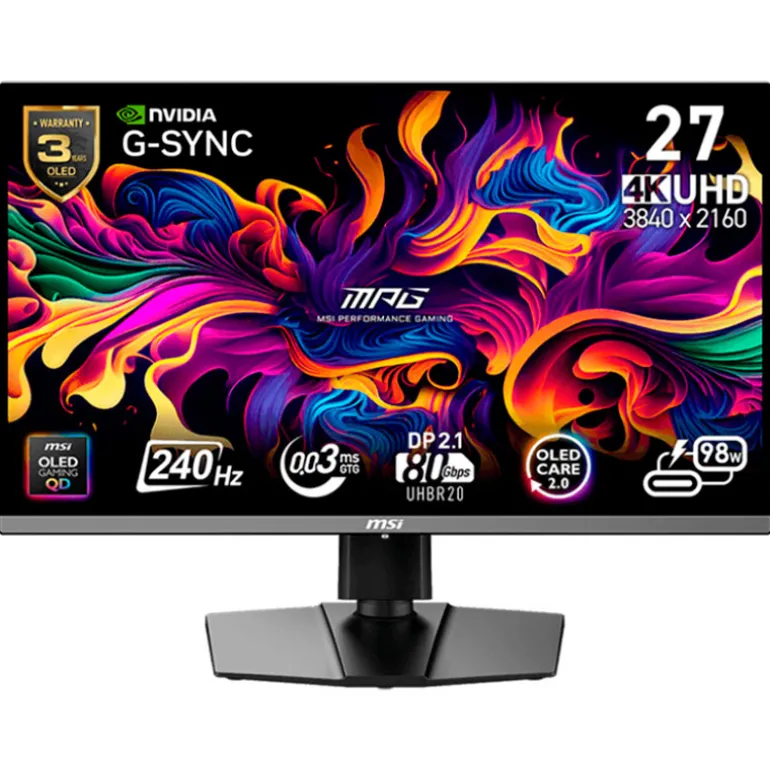 Monitor MSI MPG 272URX 27" UHD 4K QD-OLED 240Hz 0.03ms HDR G-Sync