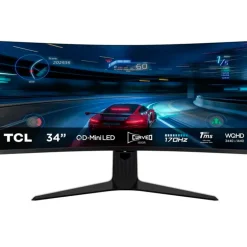 Monitor TCL 34R83Q 34" UWQHD 2K VA QD-Mini LED 170Hz 1ms HDR FreeSync/G-Sync Curvo