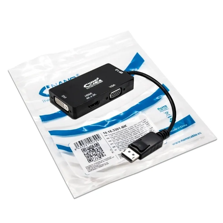 Nano Cable Conversor Displayport a VGA / DVI / HDMI - Adaptador