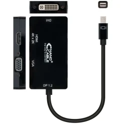 Nano Cable Mini DisplayPort a VGA / DVI / HDMI Negro 15cm - Conversor