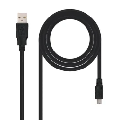 Nano Cable USB 2.0 Tipo A/M-Mini B/M Negro 1m - Cable USB