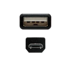 Nano Cable USB2.0 Tipo A/M Micro B/M Negro 0.8m - Cable USB