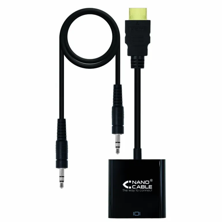 NanoCable HDMI a SVGA+Audio HDMI A/M-SVGA/H+Jack 3.5/H Negro 10cm+1.0m - Conversor